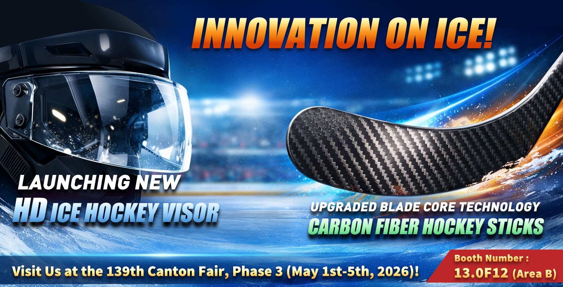 GYSPORTS/GYHOCKEY kanggo Rawuh ing Pameran Kanton kaping 139 2026: Bukak Visor Hoki Es HD Anyar & Tongkat Hoki Serat Karbon sing Diupgrade